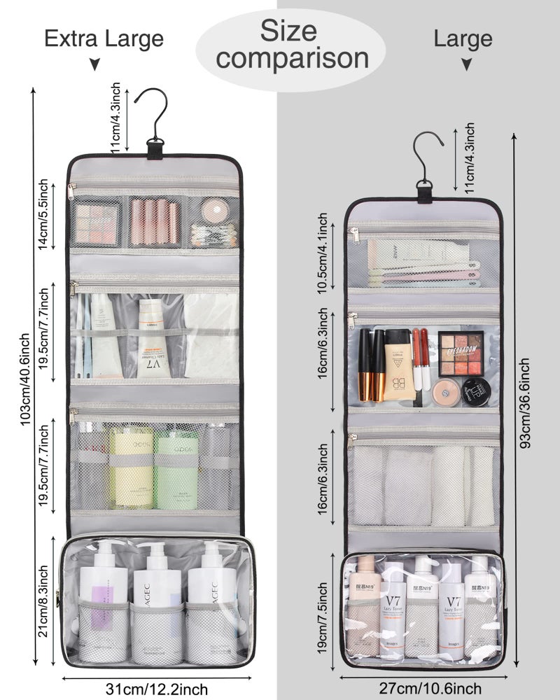 Relavel Travel Toiletry Bag for Men, Hanging Toiletry Bag for Women Makeup Cosmetic Storage Organizer Large Capacity Travel Kit Shaving Bag for Full Sized Container Black - Image 2
