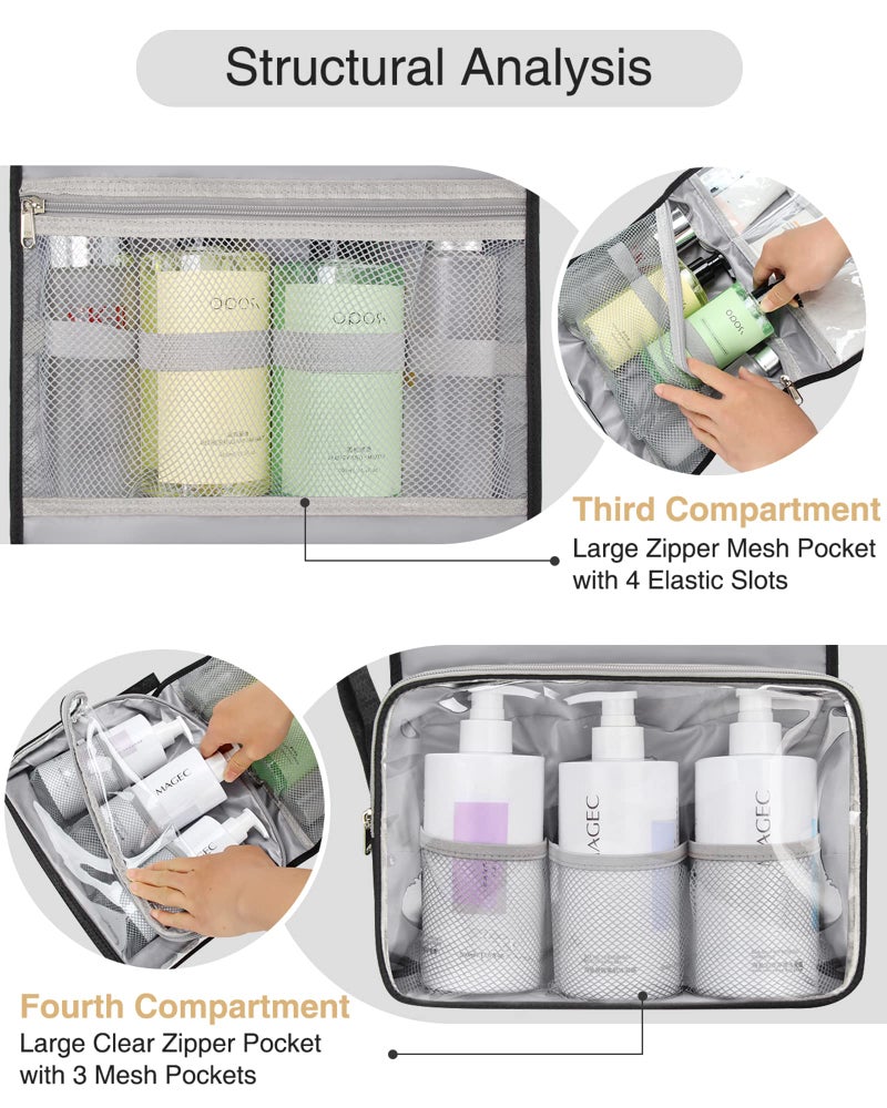 Relavel Travel Toiletry Bag for Men, Hanging Toiletry Bag for Women Makeup Cosmetic Storage Organizer Large Capacity Travel Kit Shaving Bag for Full Sized Container Black - Image 5