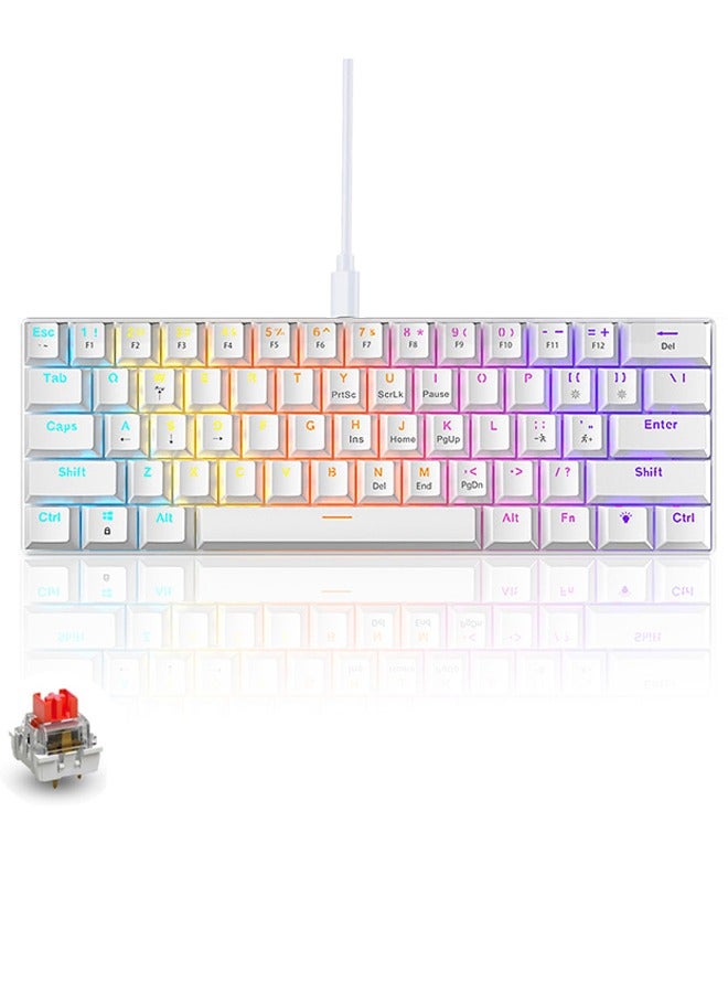 LCYLJGY 60% Wired Mechanical Gaming Keyboard 61keys RGB Backlit Ultra-Compact Mini Keyboard Mini Compact Keyboard for PC/Mac Gamer Typist Easy Carry on Trip Red Switch - Image 1
