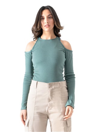 Mint Slit Shoulder Top