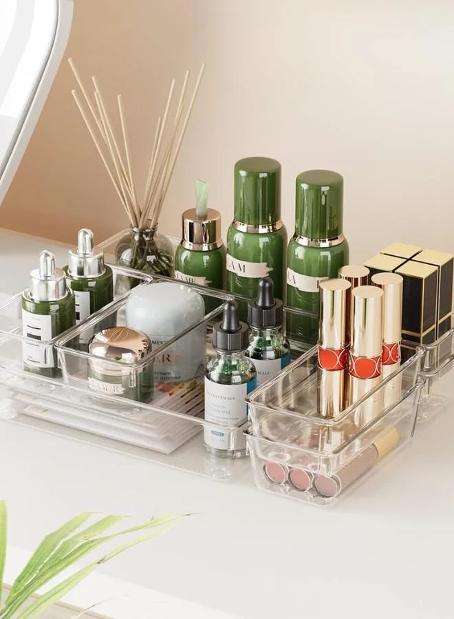 Quesera  14-Piece Clear Drawer Organizer Set – Versatile Storage Trays for Makeup, Jewelry, Gadgets, and More  | Best Price UAE