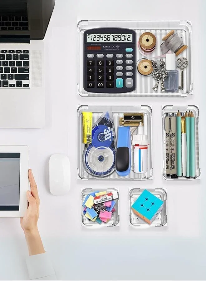 Quesera  14-Piece Clear Drawer Organizer Set – Versatile Storage Trays for Makeup, Jewelry, Gadgets, and More  | Best Price UAE