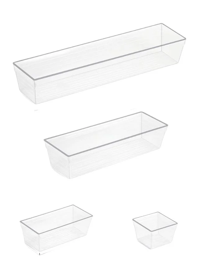 Quesera  14-Piece Clear Drawer Organizer Set – Versatile Storage Trays for Makeup, Jewelry, Gadgets, and More  | Best Price UAE