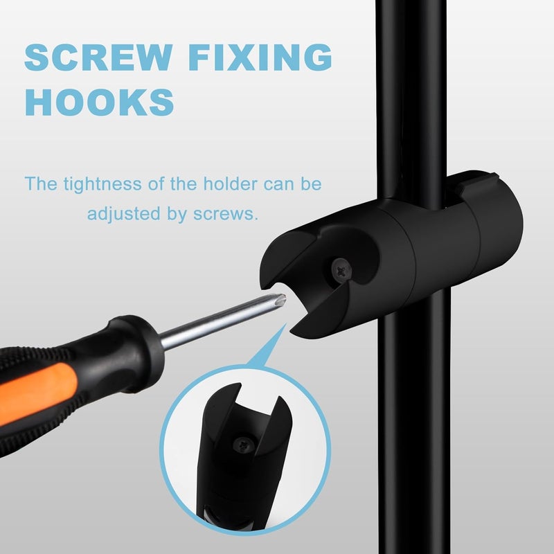 Offo Shower Head Holder for Slide Bar Adjustable 0.75-1.00 in(19-25mm) O.D, Adjustable Holder for Slide Bar Slider Clamp Bathroom Replacement, 360 Degree Rotation Sprayer Holder, Matte Black - Image 5