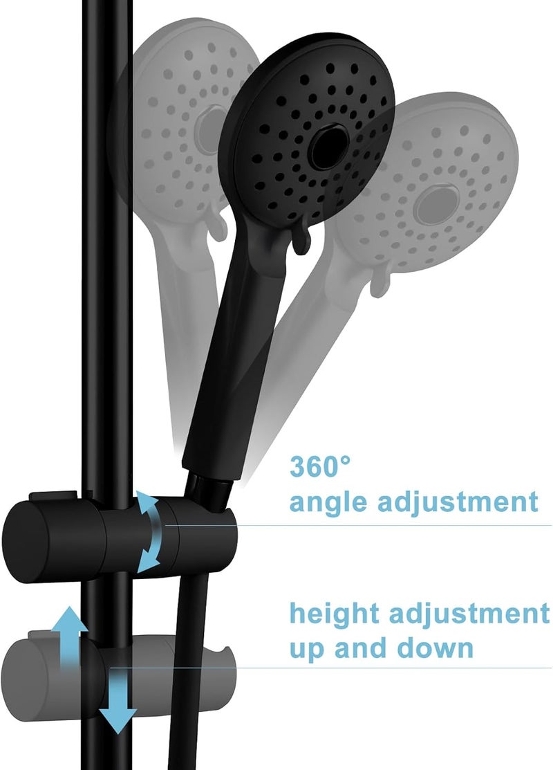 Offo Shower Head Holder for Slide Bar Adjustable 0.75-1.00 in(19-25mm) O.D, Adjustable Holder for Slide Bar Slider Clamp Bathroom Replacement, 360 Degree Rotation Sprayer Holder, Matte Black - Image 4