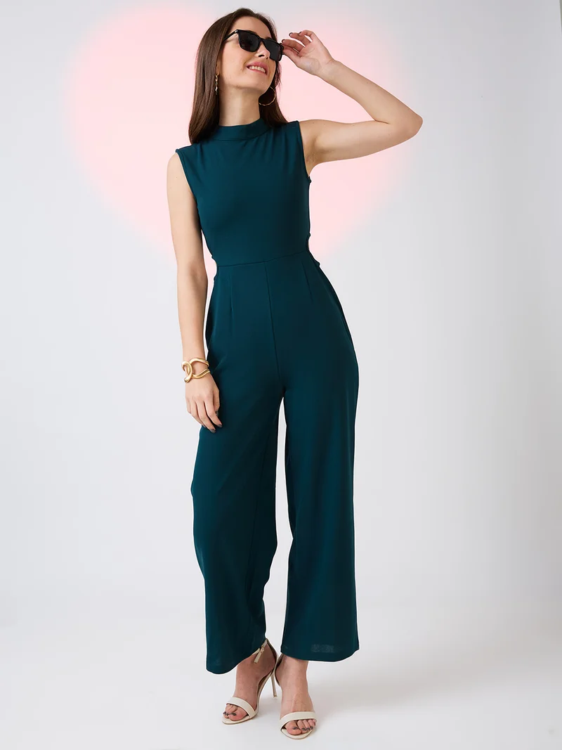 globus Women Sleeveless High Neck Waist Cut Out Detail Party Jumpsuit
