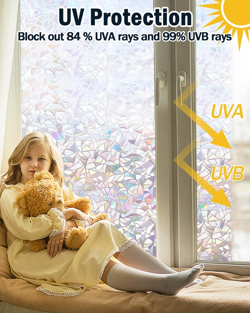Lovepea Rainbow Window Privacy Film with Installation Tools, 3D Decorative, Stained Glass Decals, Removable, Peep-Proof, Static Cling, Heat Control, UV Protection (17.5 x 78.7 Inch) - Image 2