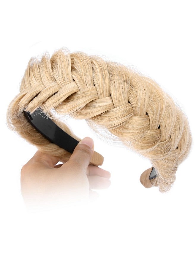 DIGUAN Wide Messy Braided Headband With Teeth Synthetic Hair Plaited Headband High Elasticity Braids Chunky Fishtail Braided Hair Band Hairpiece For Girls Women Beauty Accessory (Honey Blonde) - Image 5