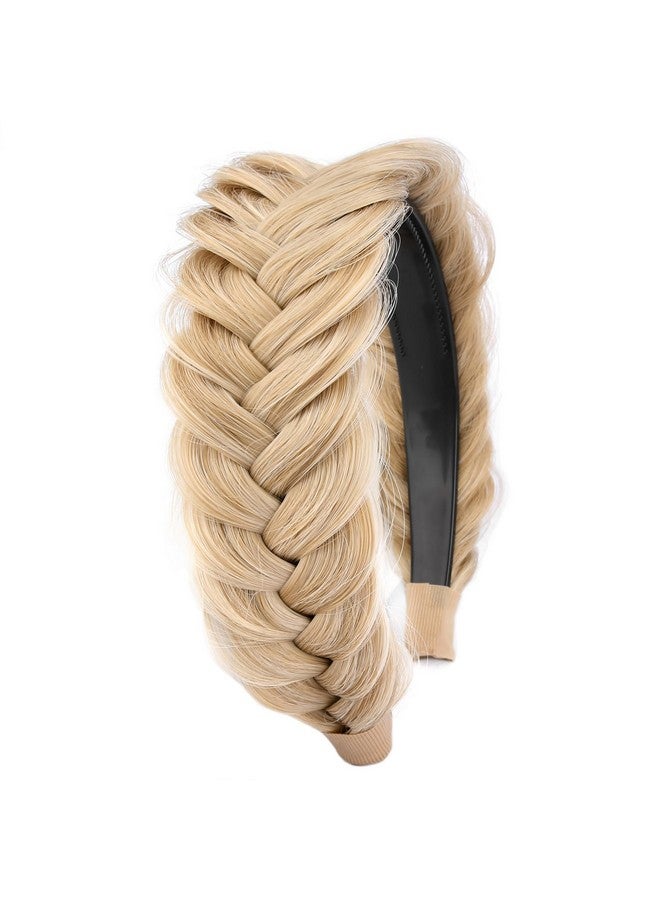 DIGUAN Wide Messy Braided Headband With Teeth Synthetic Hair Plaited Headband High Elasticity Braids Chunky Fishtail Braided Hair Band Hairpiece For Girls Women Beauty Accessory (Honey Blonde) - Image 1