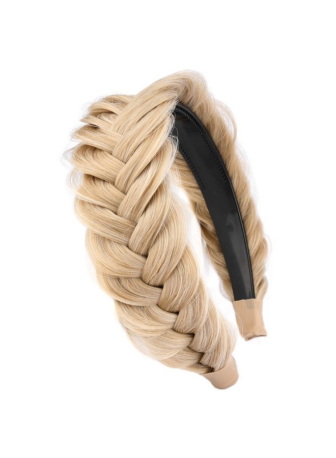 DIGUAN Wide Messy Braided Headband With Teeth Synthetic Hair Plaited Headband High Elasticity Braids Chunky Fishtail Braided Hair Band Hairpiece For Girls Women Beauty Accessory (Honey Blonde) - Image 4