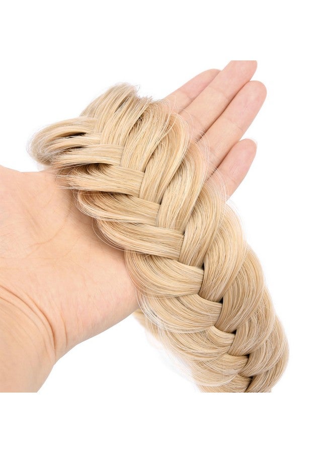 DIGUAN Wide Messy Braided Headband With Teeth Synthetic Hair Plaited Headband High Elasticity Braids Chunky Fishtail Braided Hair Band Hairpiece For Girls Women Beauty Accessory (Honey Blonde) - Image 3