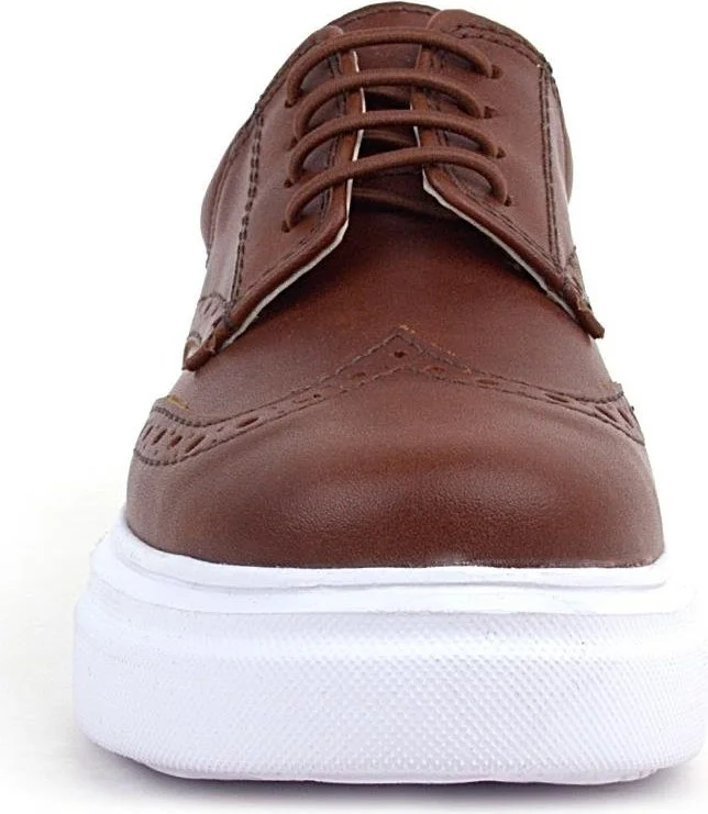 Rakerplus Tan White Sole Oxford Children's Classic Shoes