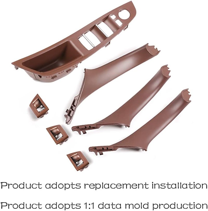 CHUANGHUI Car Door Handle Cover for BMW 5 Series F10 2011-2016 Interior Door Handles Replace Trim Cover 520i 528i 530i 535d 535i 550i (Reddish Brown) - Image 5
