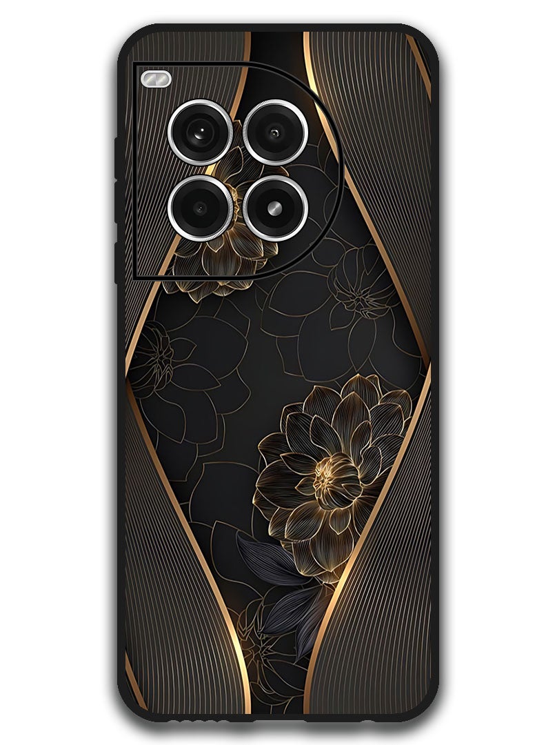 Theodor Protective Case Anti Scratch Shock Proof Bumper Cover For OnePlus Ace 3 Pro Gold flower - Image 1