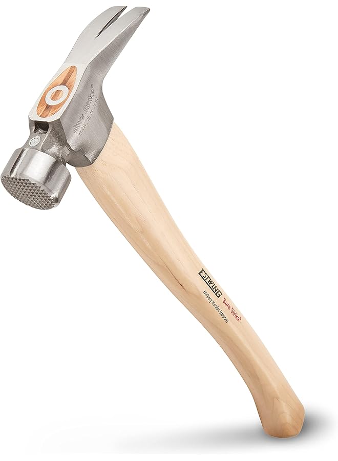 Estwing Sure Strike California Framing Hammer 25 Oz Straight Rip Claw With Milled Face And Hickory Wood Handle Mrw25Lm  - Image 1