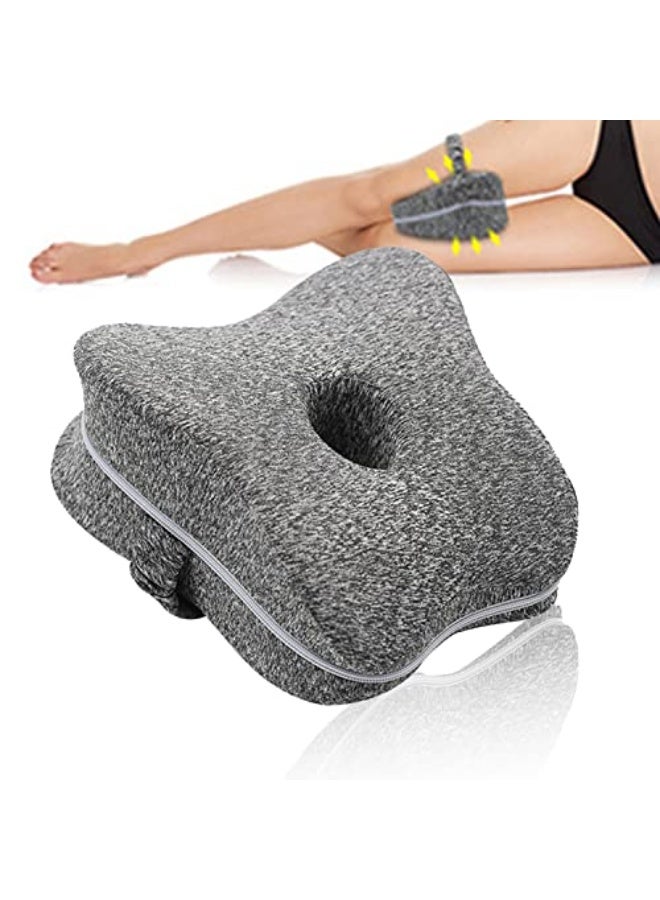 JZS Leg Knee Pillow Memory Foam Leg Support Pillow for Side Sleepers with Elastic Strap Soothing Pain Relief for Back, Hips, Knees, Joints Leg Pillow with Washable Cover - Image 1