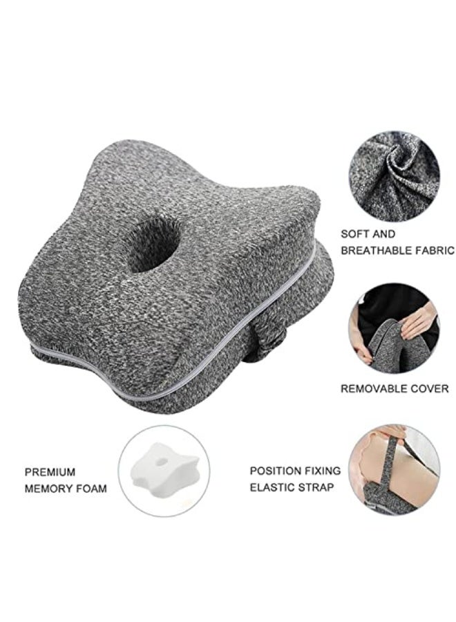 JZS Leg Knee Pillow Memory Foam Leg Support Pillow for Side Sleepers with Elastic Strap Soothing Pain Relief for Back, Hips, Knees, Joints Leg Pillow with Washable Cover - Image 3