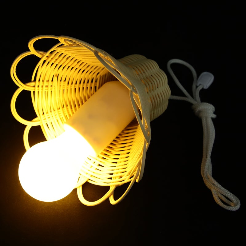 Hanging Bedroom Light Rattan Weaving Light Hanging Lamp dining room Lamp Decor (Without battery) - Image 1