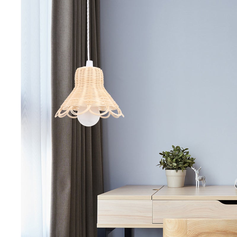 Hanging Bedroom Light Rattan Weaving Light Hanging Lamp dining room Lamp Decor (Without battery) - Image 4