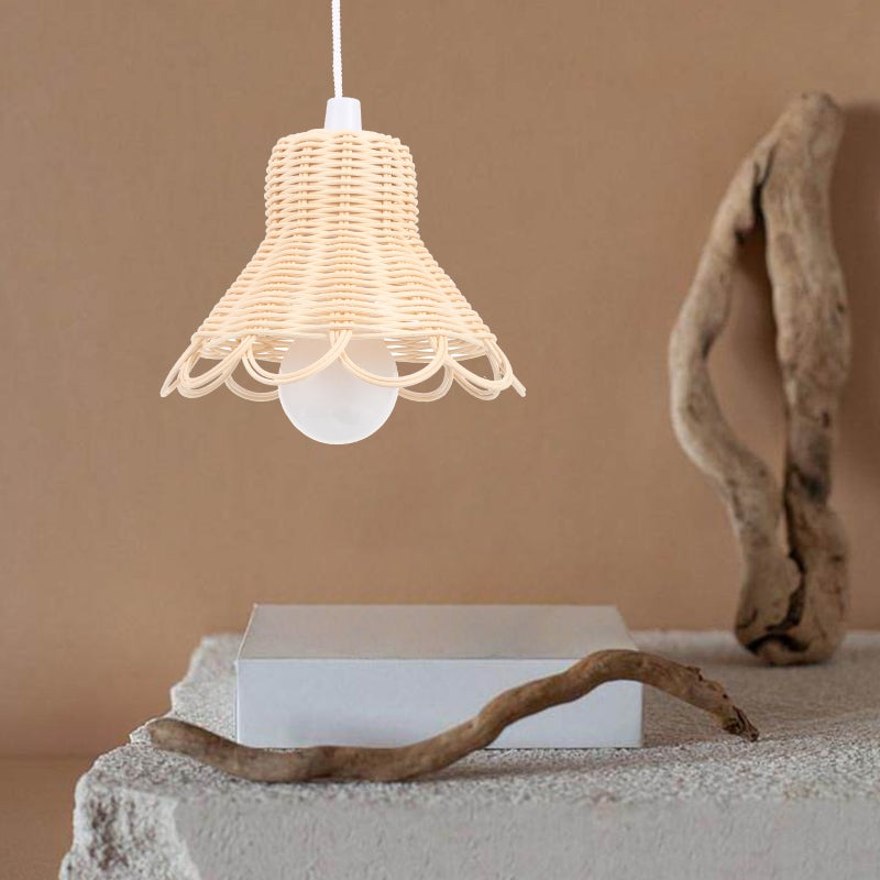 Hanging Bedroom Light Rattan Weaving Light Hanging Lamp dining room Lamp Decor (Without battery) - Image 3