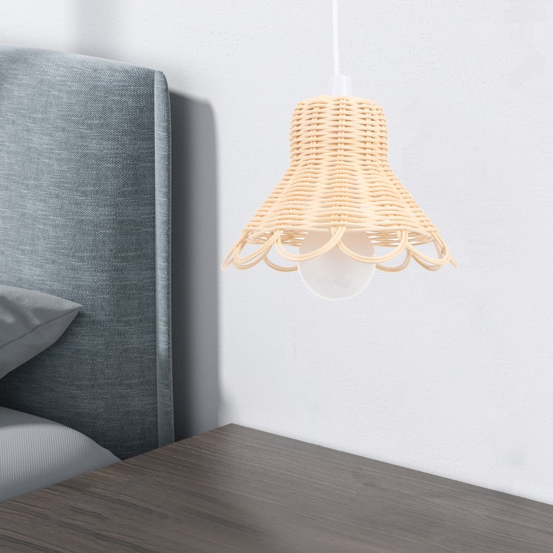 Hanging Bedroom Light Rattan Weaving Light Hanging Lamp dining room Lamp Decor (Without battery) - Image 5