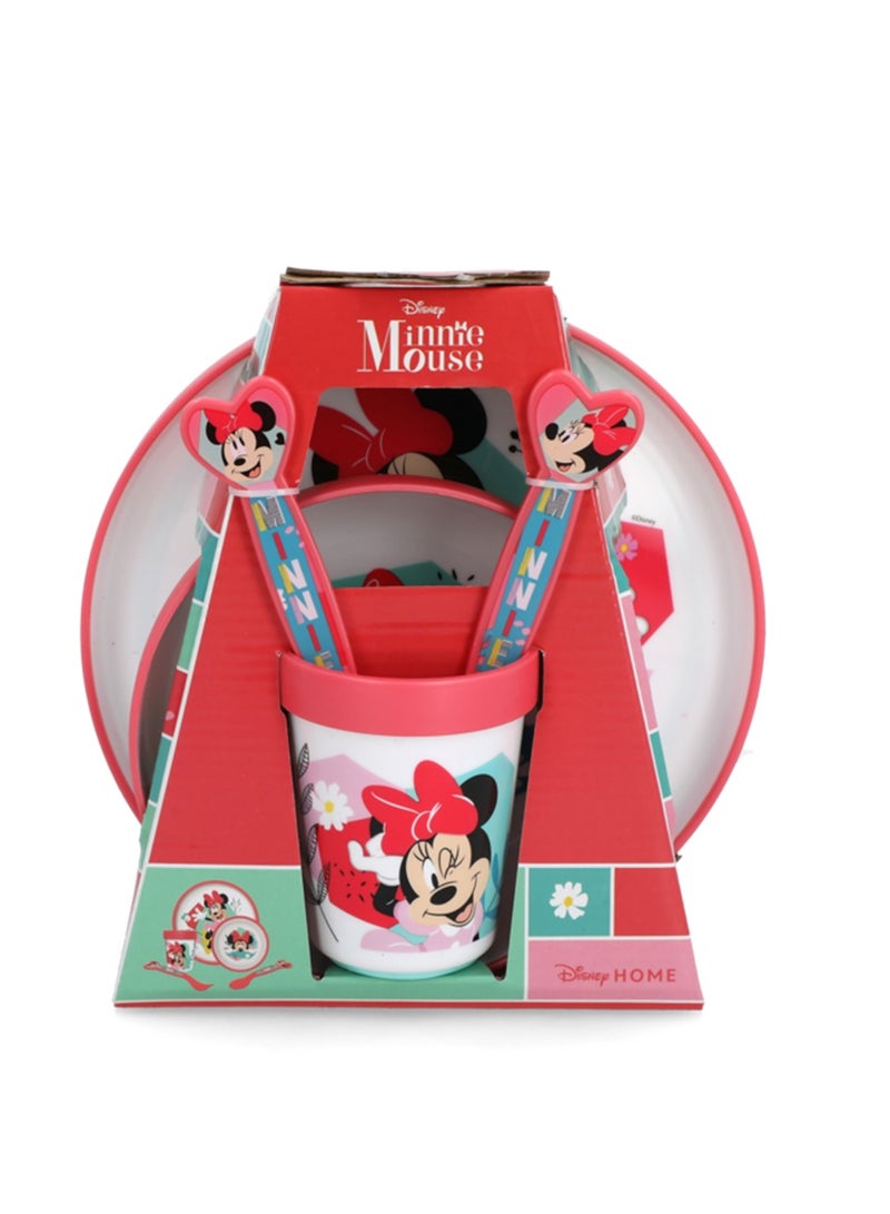 STOR 5-Piece Microwave Safe Plastic Premium Bicolor Minnie Mouse Dinnerware Set Multicolor - Image 1