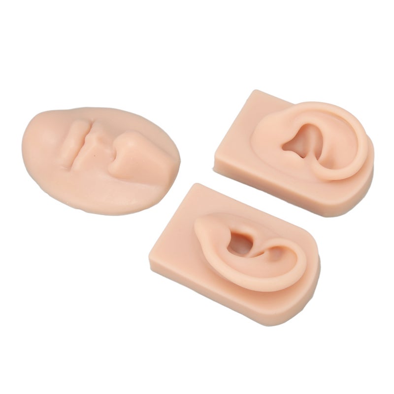3D Nose and Mouth Model Silicone Ear Model Simulation Display Props for Piercing Suture Practice Medium Skin Color - Image 2