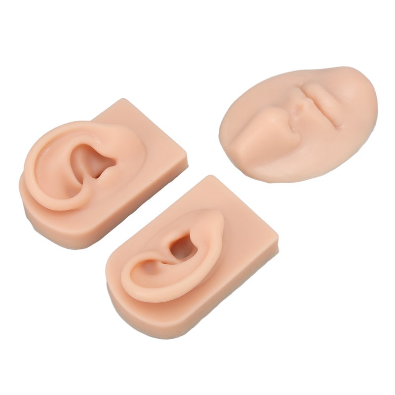 3D Nose and Mouth Model Silicone Ear Model Simulation Display Props for Piercing Suture Practice Medium Skin Color - Image 3