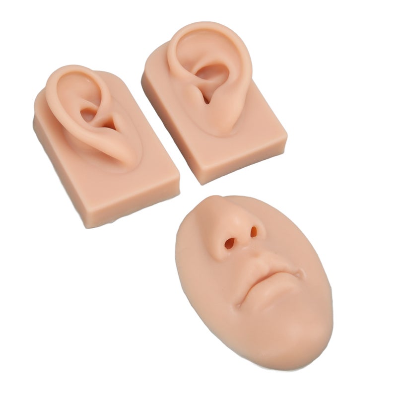 3D Nose and Mouth Model Silicone Ear Model Simulation Display Props for Piercing Suture Practice Medium Skin Color - Image 5