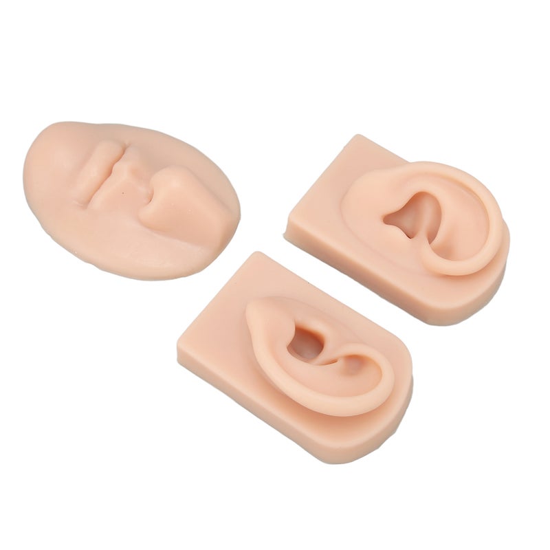 3D Nose and Mouth Model Silicone Ear Model Simulation Display Props for Piercing Suture Practice Medium Skin Color - Image 4