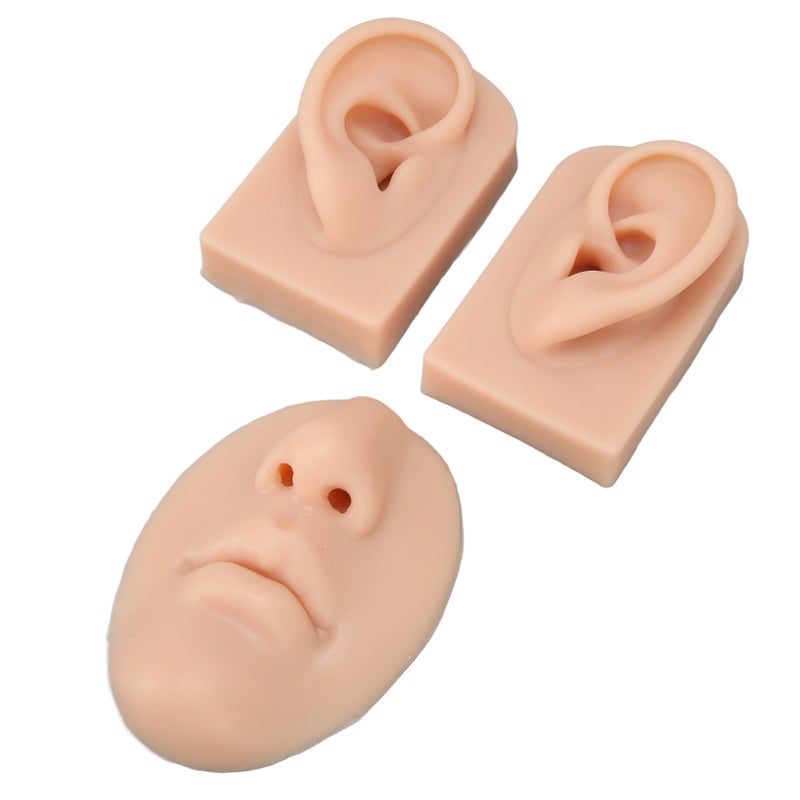 3D Nose and Mouth Model Silicone Ear Model Simulation Display Props for Piercing Suture Practice Medium Skin Color - Image 1