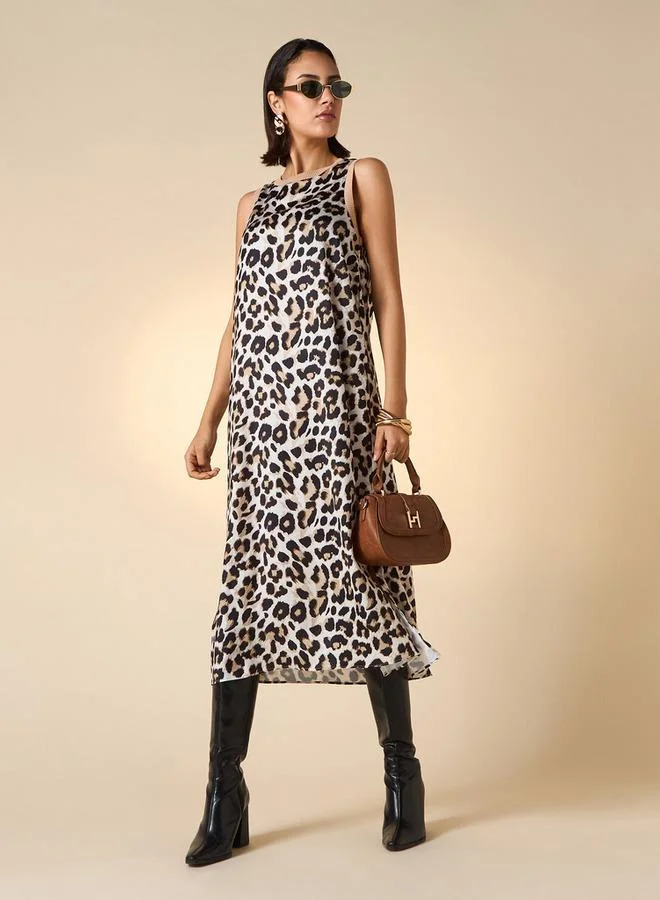 2Xtremz 2Xtremz Animal Print A-line Sleeveless Midi Dress
