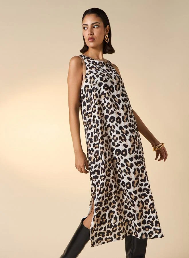 2Xtremz 2Xtremz Animal Print A-line Sleeveless Midi Dress