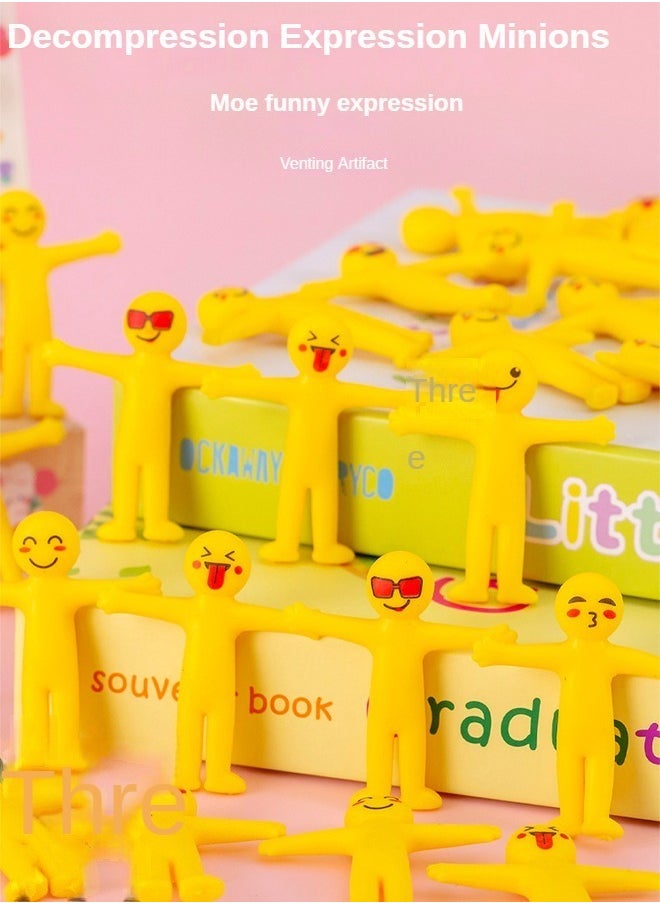50pcs Creative Stress Relief Toys Stretchable Yellow Characters Folded in Semi Soft Adhesive Ventilation Dolls