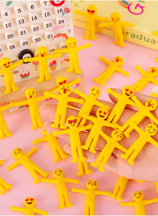50pcs Creative Stress Relief Toys Stretchable Yellow Characters Folded in Semi Soft Adhesive Ventilation Dolls