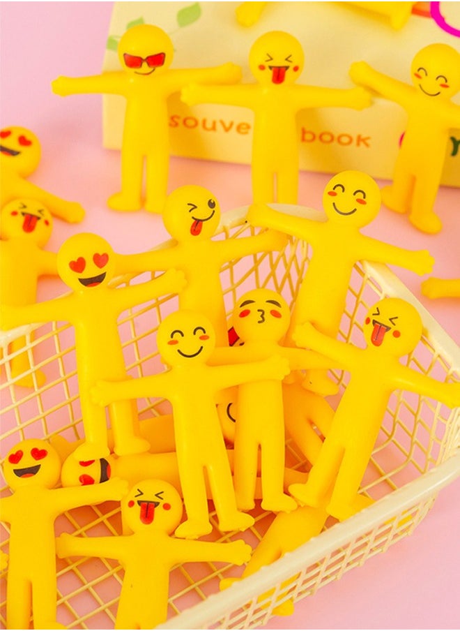 50pcs Creative Stress Relief Toys Stretchable Yellow Characters Folded in Semi Soft Adhesive Ventilation Dolls