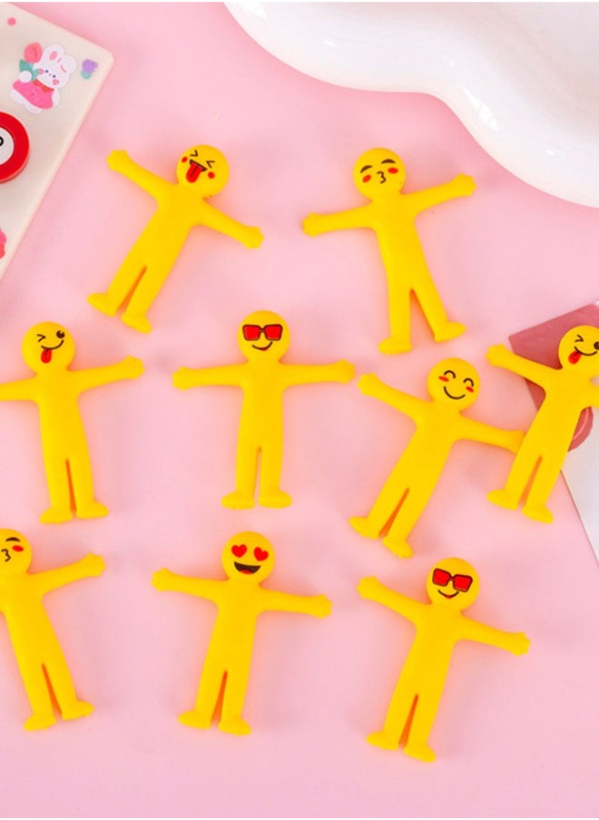 50pcs Creative Stress Relief Toys Stretchable Yellow Characters Folded in Semi Soft Adhesive Ventilation Dolls