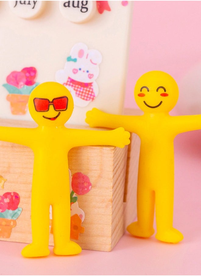 50pcs Creative Stress Relief Toys Stretchable Yellow Characters Folded in Semi Soft Adhesive Ventilation Dolls