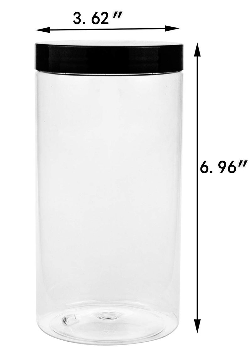 Lawei 8 Pack 34 oz Clear Plastic Jars with Black Lids - Plastic Food Storage Jars for Kitchen & Household Storage of Dry Goods, Nuts, Cookie and more - Image 2