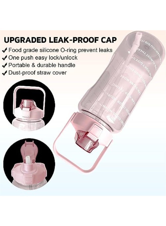 X spring Large Water Bottle, 2L Motivational Drinking Water Bottles with Time Marker and Removable Straw, Leakproof Big Water Jug Sports Water Bottles for Fitness, Gym, Sports and Camping (Pink) - Image 3