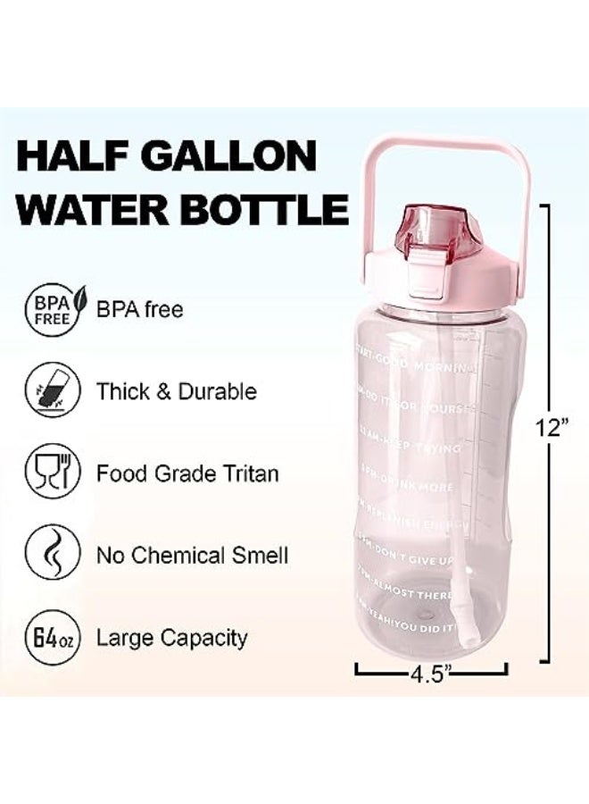 X spring Large Water Bottle, 2L Motivational Drinking Water Bottles with Time Marker and Removable Straw, Leakproof Big Water Jug Sports Water Bottles for Fitness, Gym, Sports and Camping (Pink) - Image 4