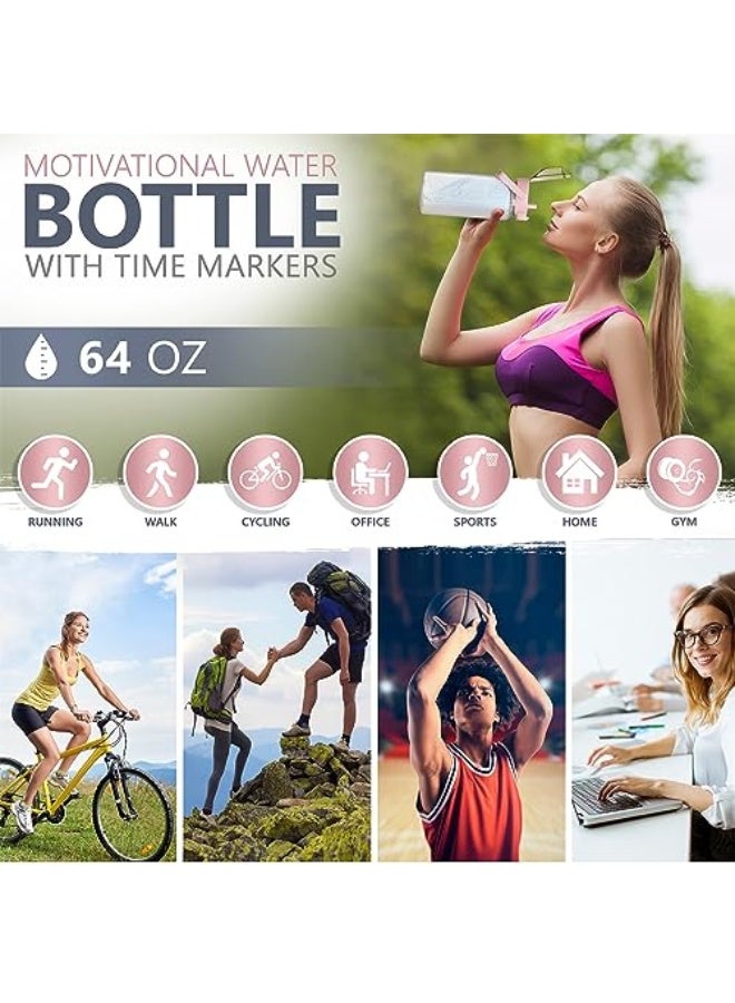 X spring Large Water Bottle, 2L Motivational Drinking Water Bottles with Time Marker and Removable Straw, Leakproof Big Water Jug Sports Water Bottles for Fitness, Gym, Sports and Camping (Pink) - Image 5