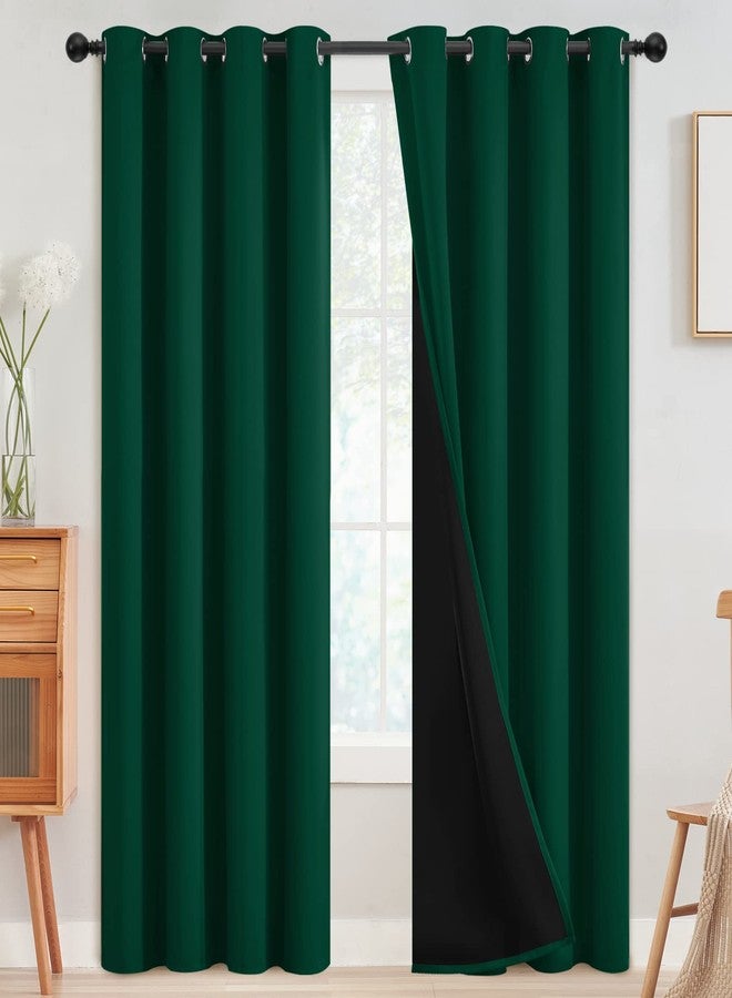 SimpleHome 100% Blackout Curtains for Bedroom,Thermal Insulated Grommet Window Drapes Room Darkening Dark Green Curtains for Living Room with Black Back,52 x 84 Inch,2 Panels - Image 1