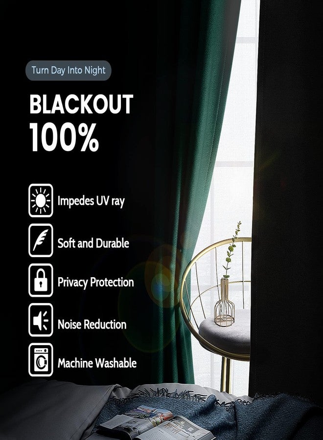 SimpleHome 100% Blackout Curtains for Bedroom,Thermal Insulated Grommet Window Drapes Room Darkening Dark Green Curtains for Living Room with Black Back,52 x 84 Inch,2 Panels - Image 2