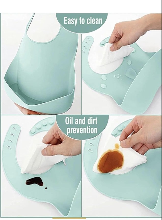 Richtots Premium Silicone Baby Feeding Set, Complete 8-Piece Baby Led Weaning Set | Baby Feeding Product,Suction Plate, Bowl,Cup, 2 Spoon, 2 Fork and Bib for Baby Sky Blue (Mint Blue) - Image 3
