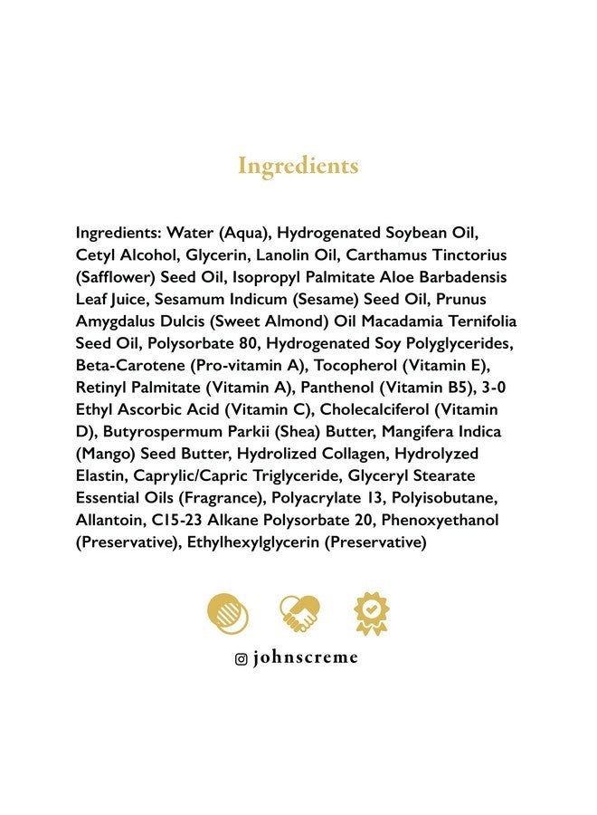 John's Vitamin E Moisturizing all-over body Creme, 16 Oz, Hydrolyzed Collagen Complex for Dry and Sensitive Skin. Paraben Free, All-Natural, No dyes, Made in the USA! - Image 3