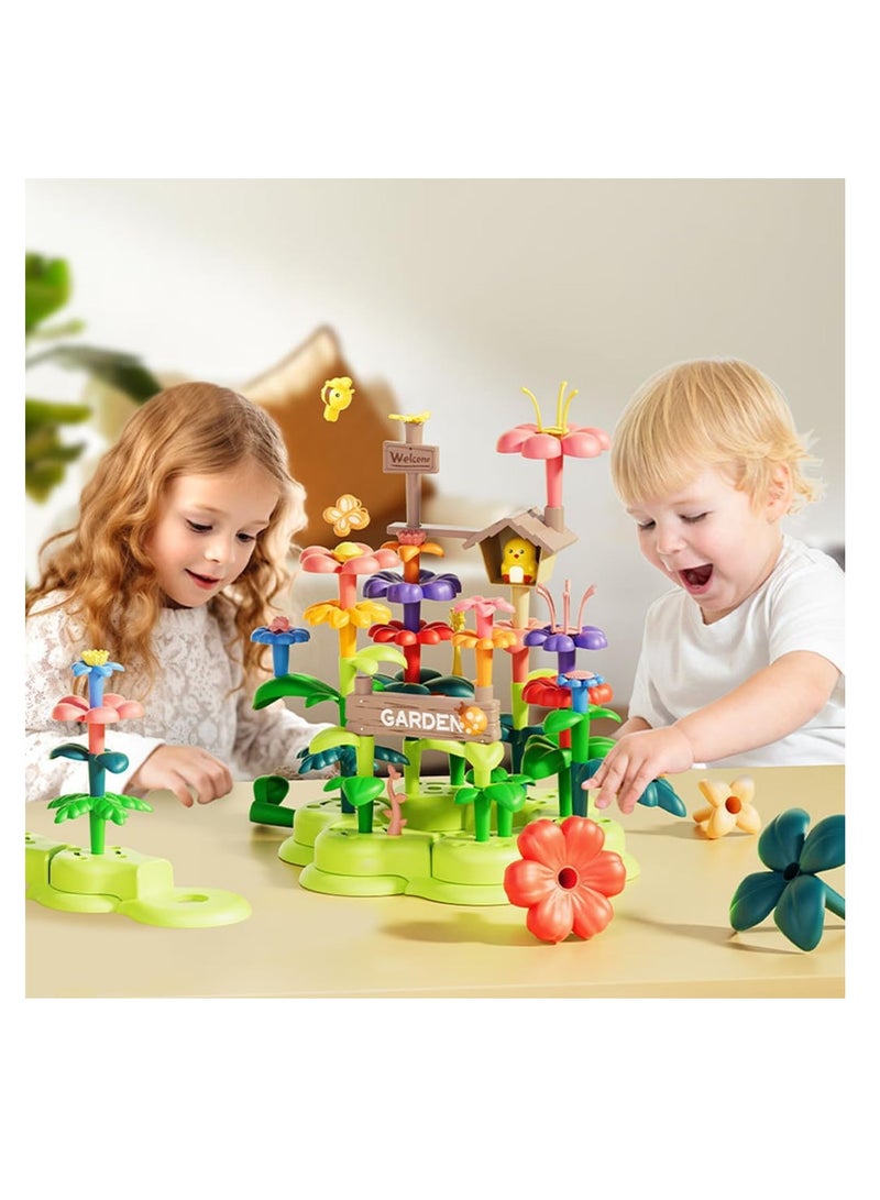 ECVV مجموعة ألعاب الألغاز المكونة من 93 قطعة من ECVV DIY لبناء حديقة الزهور، مجموعة مكعبات بناء لتنمية التفكير المنطقي والخيال لدى الأطفال، مصممة للأطفال والمراهقين والبالغين - Image 2