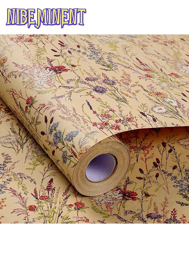 NIBEMINENT 1 Roll of Wild Flower Wrapping Paper (43 cm x 5 m), Kraft Floral Design Wrapping Paper for Women Girls Gifts, Birthdays, Weddings, Bridal Shower and Engagement - Image 3