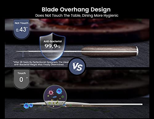 SYOKAMI Steak Knives Set of 4, 4.8 Inch Quality Japanese Style Smooth Edge Meat Knife with Wood Handle, Damascus Pattern Full Tang Design, Ultra Sharp Dinner Knives with Exquisite Box, Kitchen Gifts - Image 2