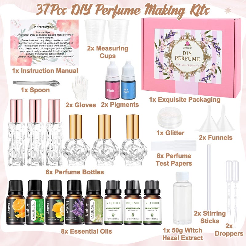 JUYRLE Perfume Making Kit- 37Pcs DIY Perfume Making Kits for Women, Make Your Own Scent with Essential Oil, Bottle, Fragrance Set, Fragrance Birthday Gifts Sets for Women Girls - Image 2